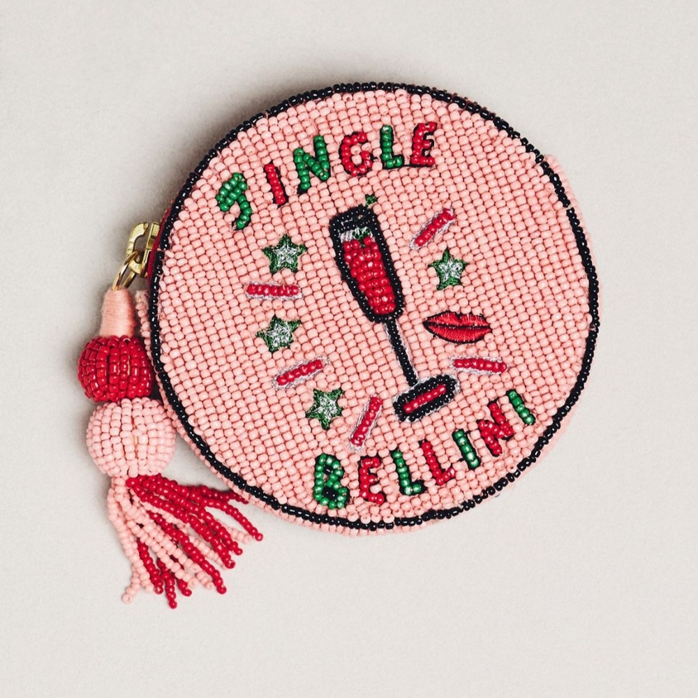 ❤️ ANTHROPOLOGIE NEPHTHYS BEADED ROUND JINGLE BELLINI COIN PURSE BAG NEW